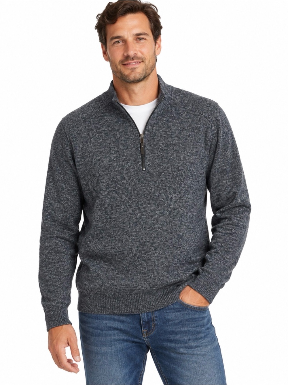 M&S Marks &Spencer Men's Fine Lambswool Classic Pullover Sweater Gray Size Large